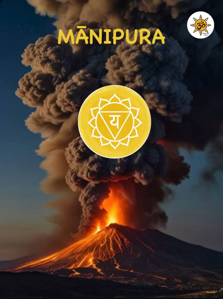 Simbolo giallo del Manipura, terzo chakra del plesso solare e della trasformazione